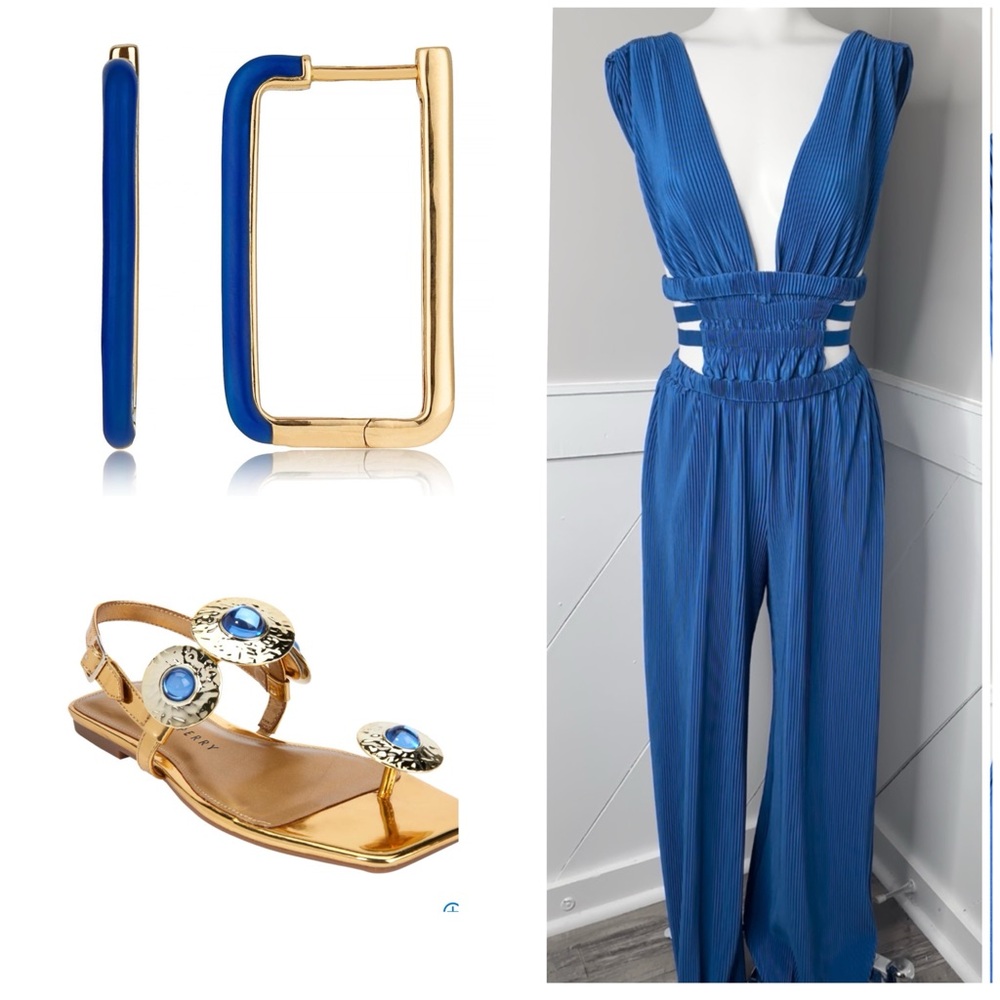 KIMCINE BLUE CUT OUT JUMPSUIT/ PRELOVED/ MEDIUM
